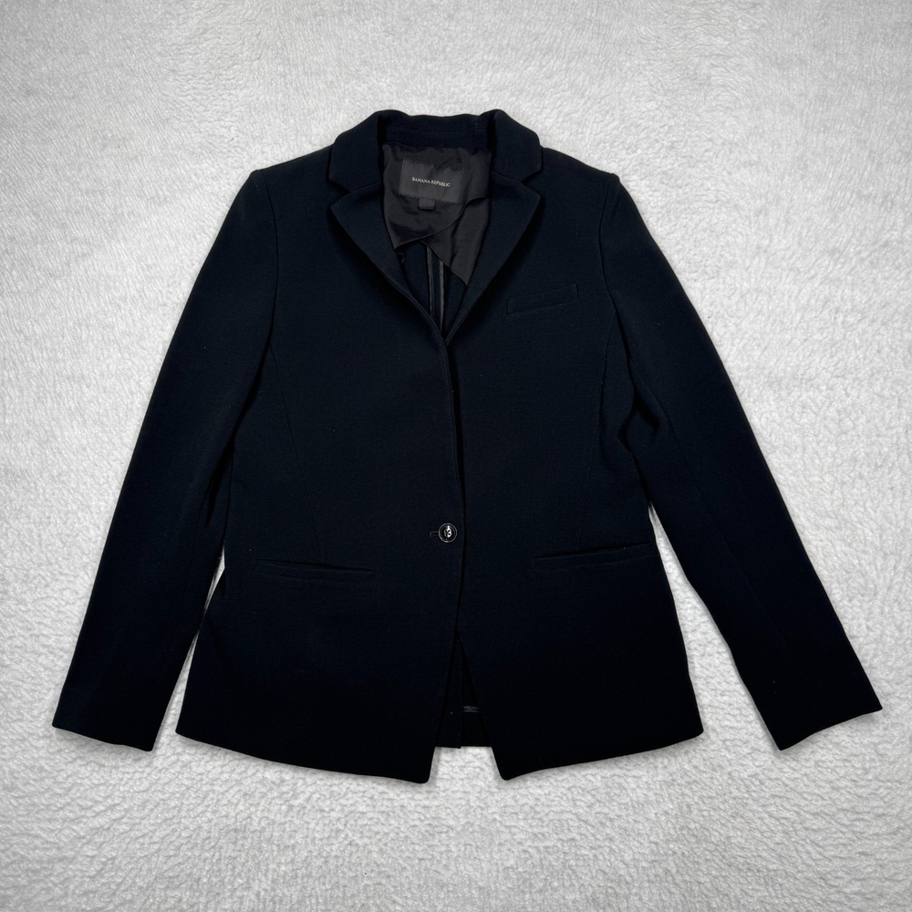 Banana Republic Classic Single Button Blazer Jacket Black  Women's Size 8